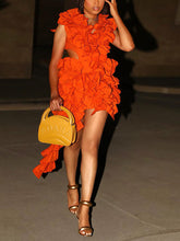 Sleeveless Crimping Backless Asymmetrical Mini Dress
